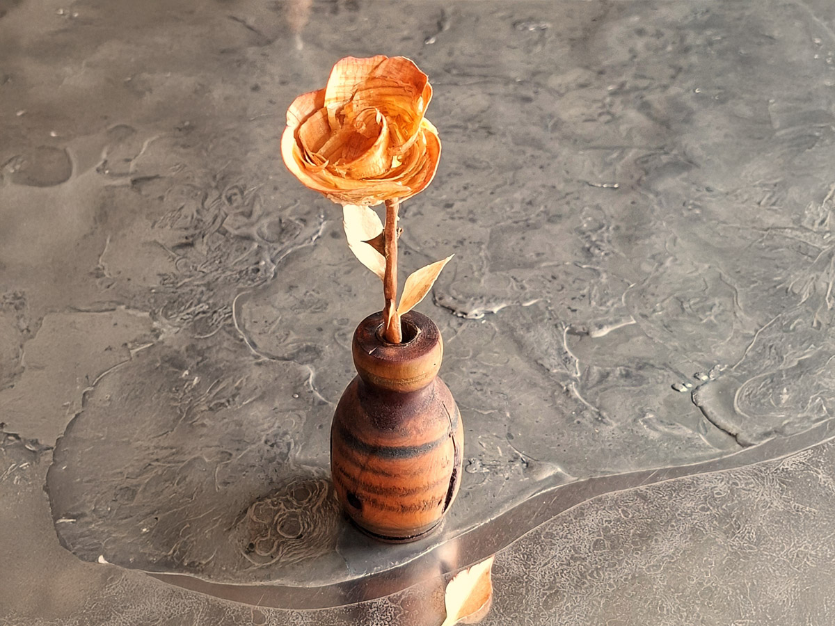 Rose aus Holz - die Dornen sind echt!  (Eine Vorlage aus 'Holzwerken')